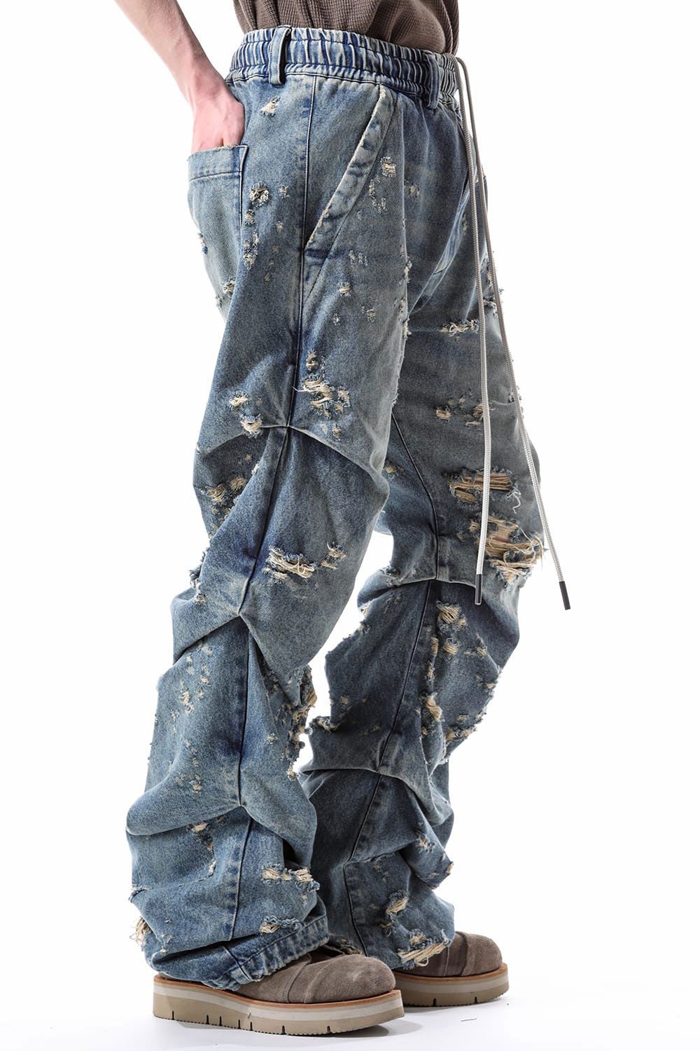 Denim Tuck Slim Baggy Pants / インディゴ