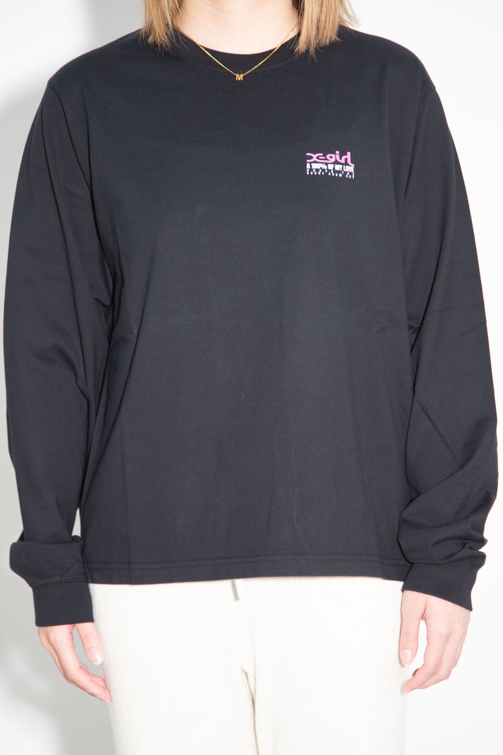 FACE BOX AND MESSAGE L/S TEE / ブラック