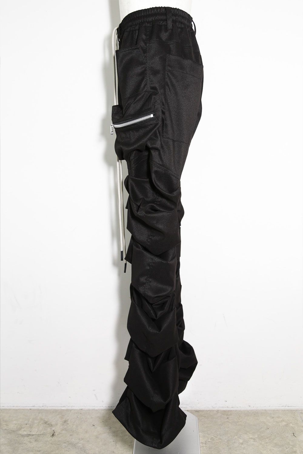 ツイル"モンスタータック"フレアバギーパンツ / Twill Tuck Flare Baggy Pants / ブラック / ag-10031-3
