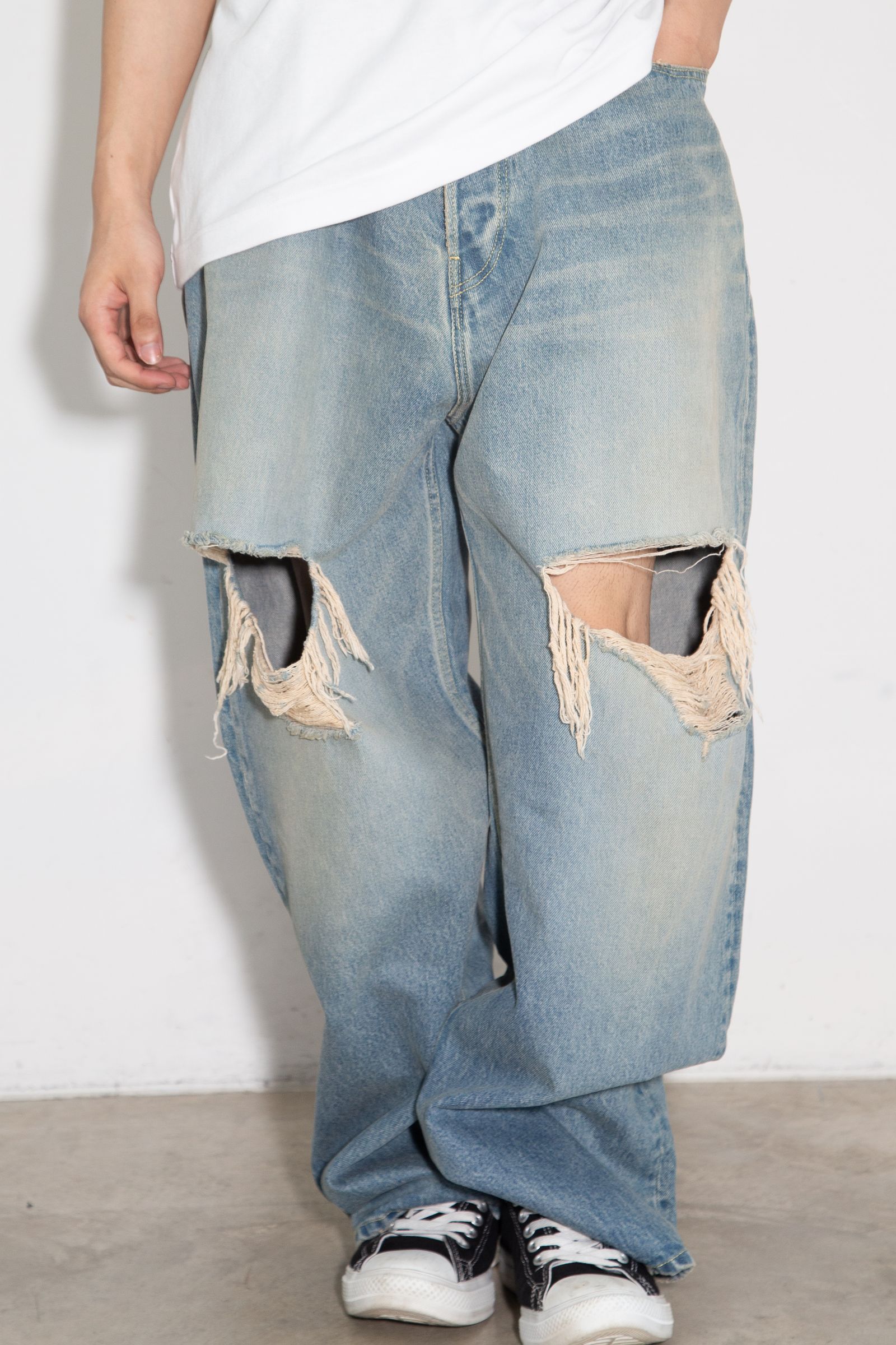 [ラスト1点 サイズ46] Damaged Buggy Denim Jeans / ブルー