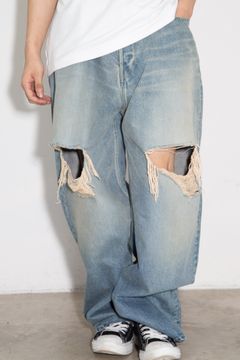 [ラスト1点 サイズ46] Damaged Buggy Denim Jeans / ブルー