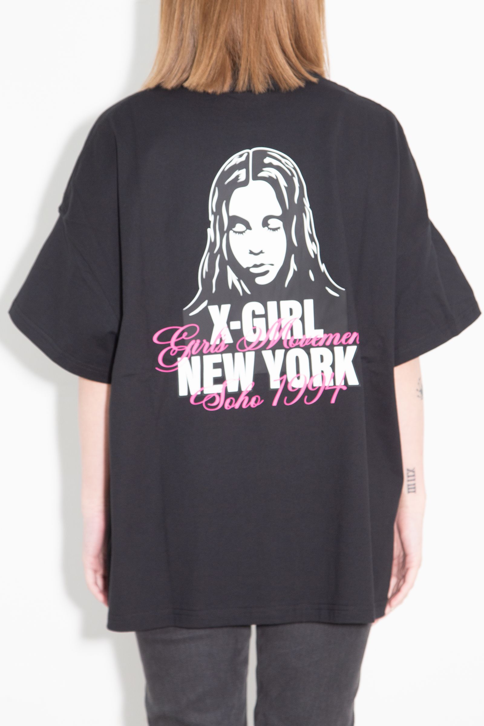 FACE AND SCRIPT MIX LOGO S/S BIG TEE DRESS / ブラック