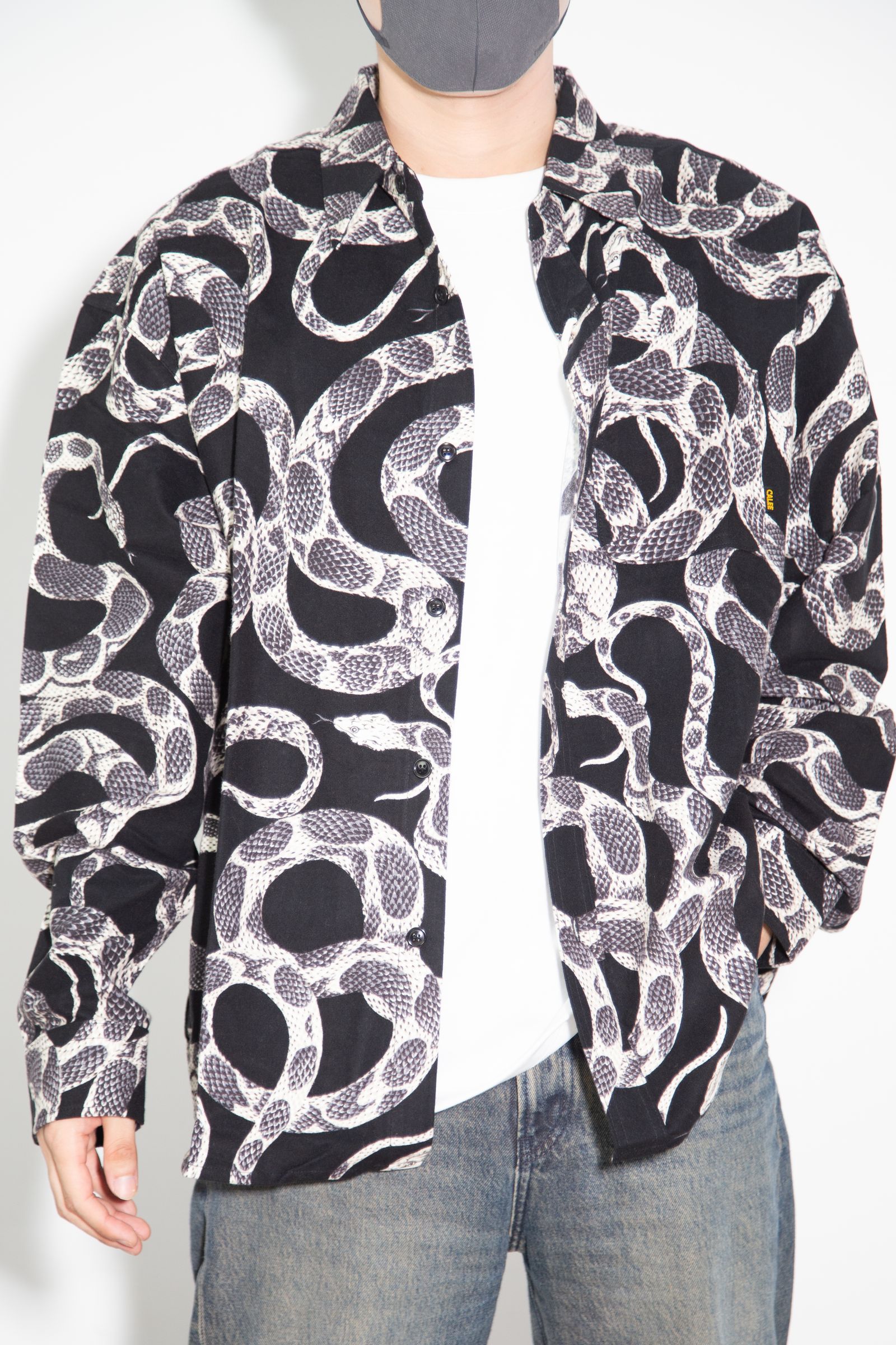 PRINT NEL L/S SH ＜SNAKE PATTERN＞ / ブラック