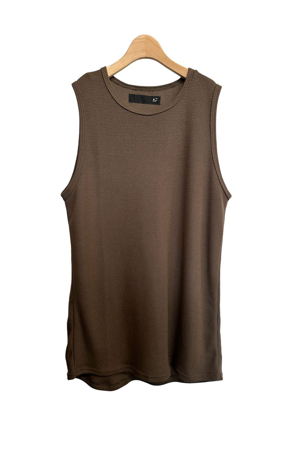 [ラスト1点 サイズ1] ロング丈ワッフルタンクトップ / Long Length Tank Top / オリーブ / ag-10096-2