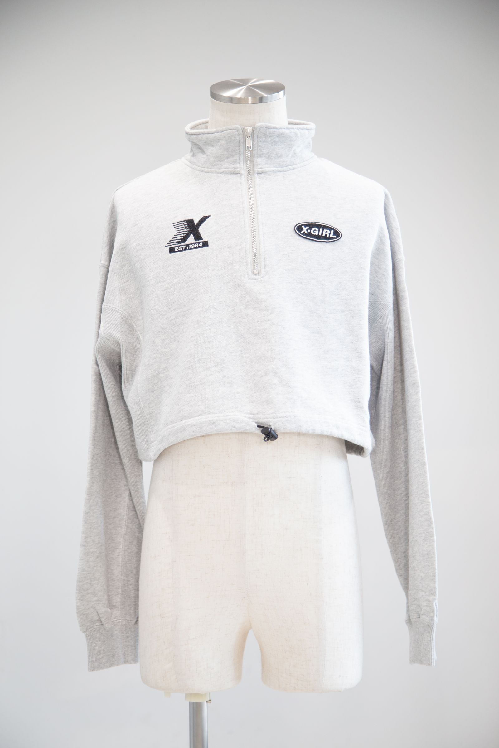 X-girl - HALF ZIP CROPPED SWEAT TOP / ブラック | Tempt