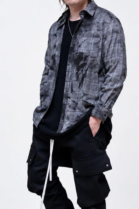 ［ラスト1点 サイズ2］Unevenly Dyed Houndstooth Dress Shirt