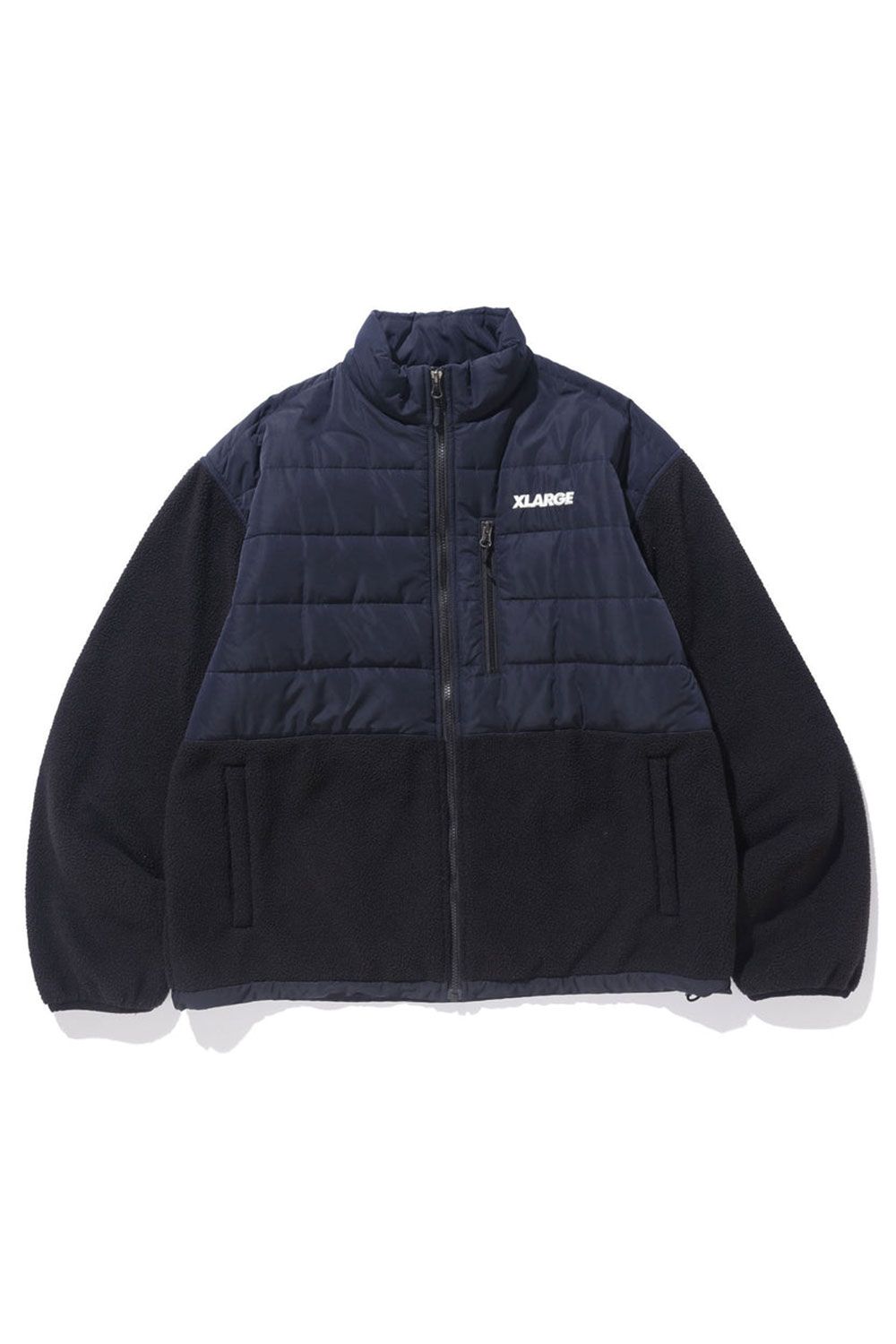 新品)XLARGE PANELED FREECE JACKET M ネイビー