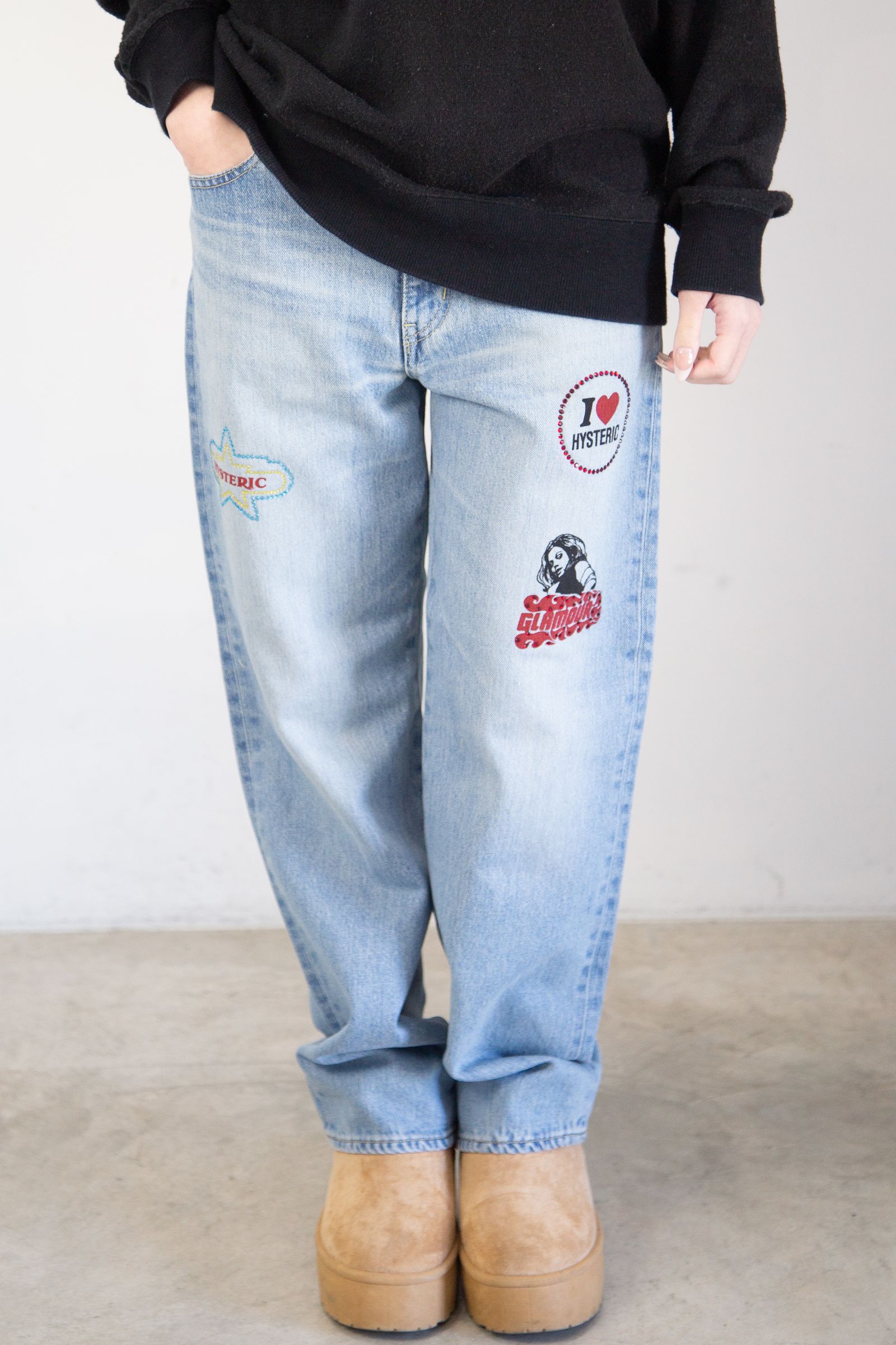 HYSTERIC GLAMOUR - HYS LOGO ストレートデニムパンツ / ライト