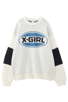 ［ラスト1点］BICOLOR OVAL LOGO JACQUARD KNIT TOP / ホワイト