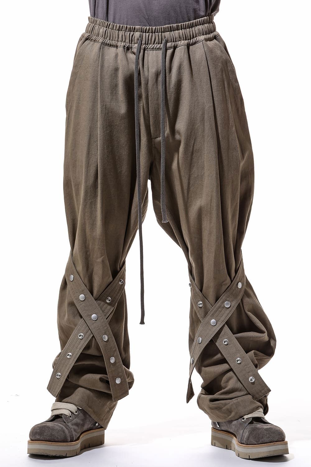 コットンリネンベルトワイドパンツ / Belt Parts Long Pants / ブラック / ag-9094-2