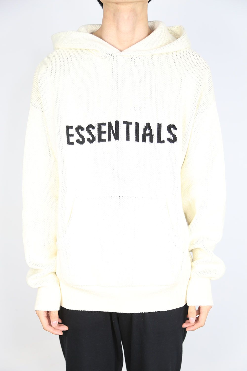 FRONT LOGO KNIT HOODIE / クリーム