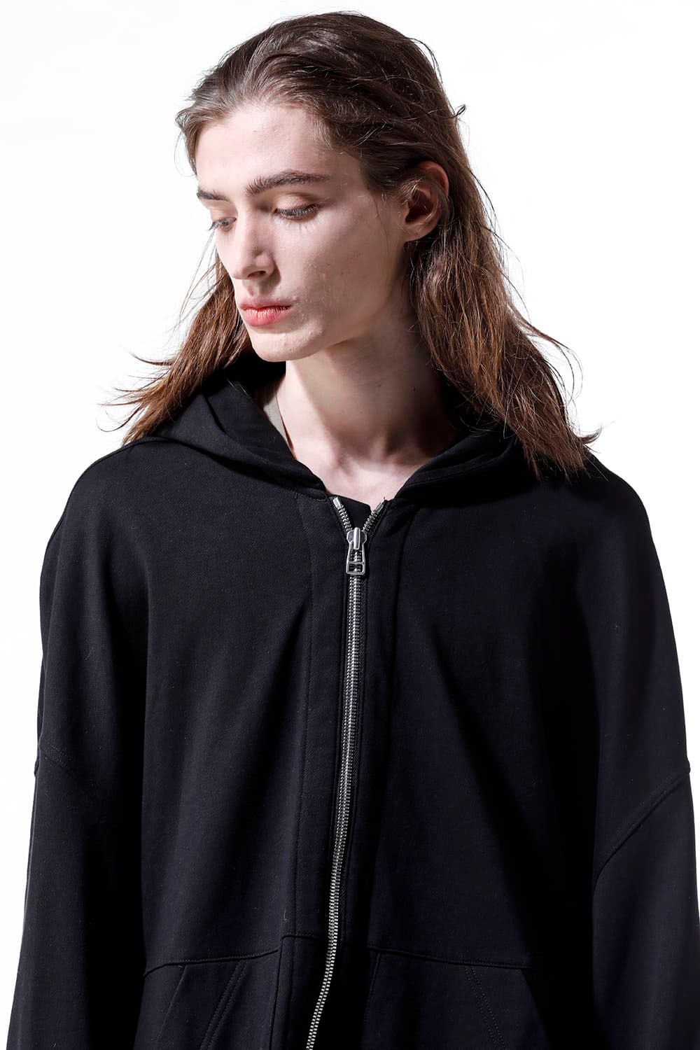 スウェットドルマンジップフーディ / Sweat Dolman Zip Hoodie / ブラック