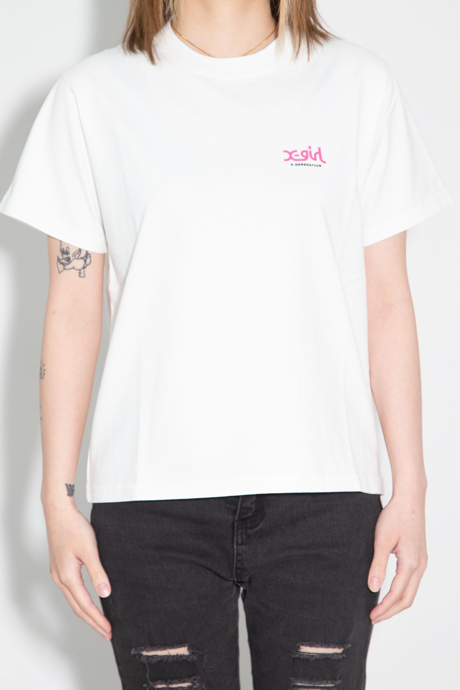 SIDE LOGO FACE LABEL S/S TEE / ホワイト