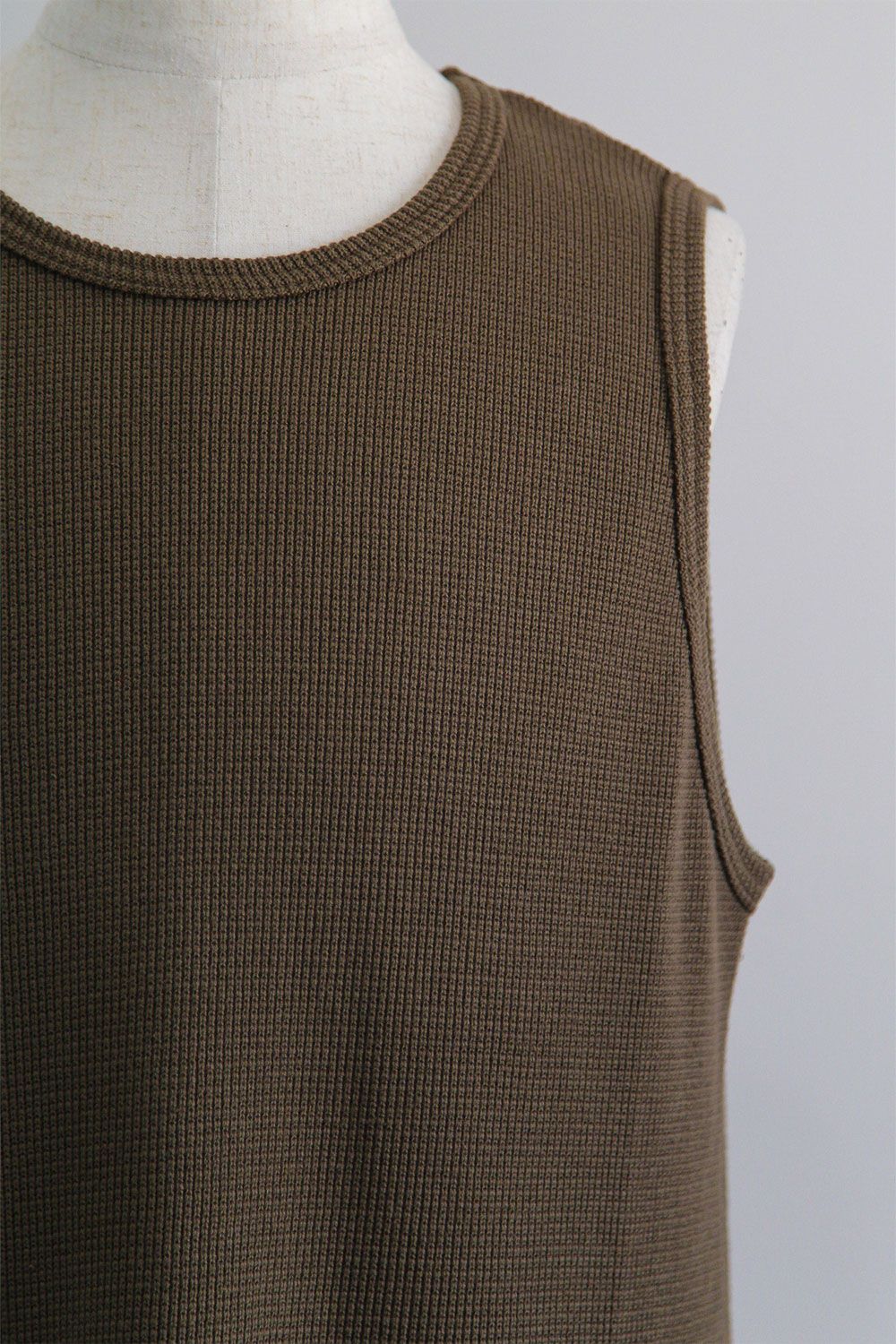 [ラスト1点 サイズ1] ロング丈ワッフルタンクトップ / Long Length Tank Top / オリーブ / ag-10096-2