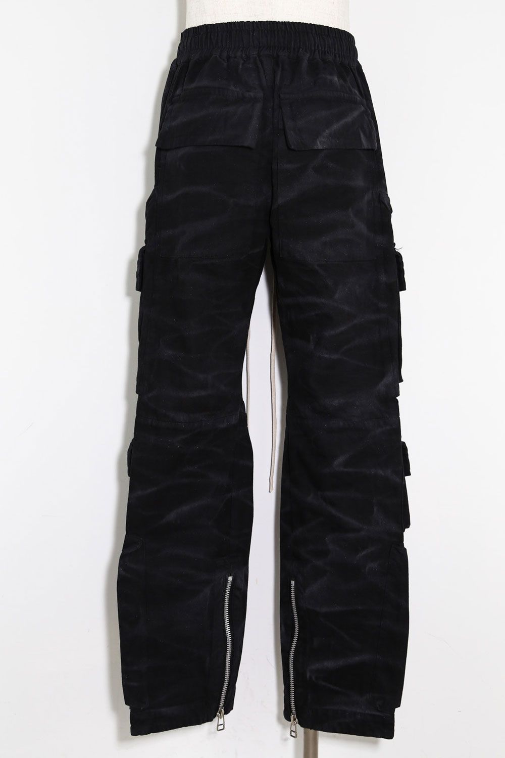 ヴィンテージ染めジップカーゴパンツ / Vintage Dyed Zip Long Pants / ブラック / ag-7036-1