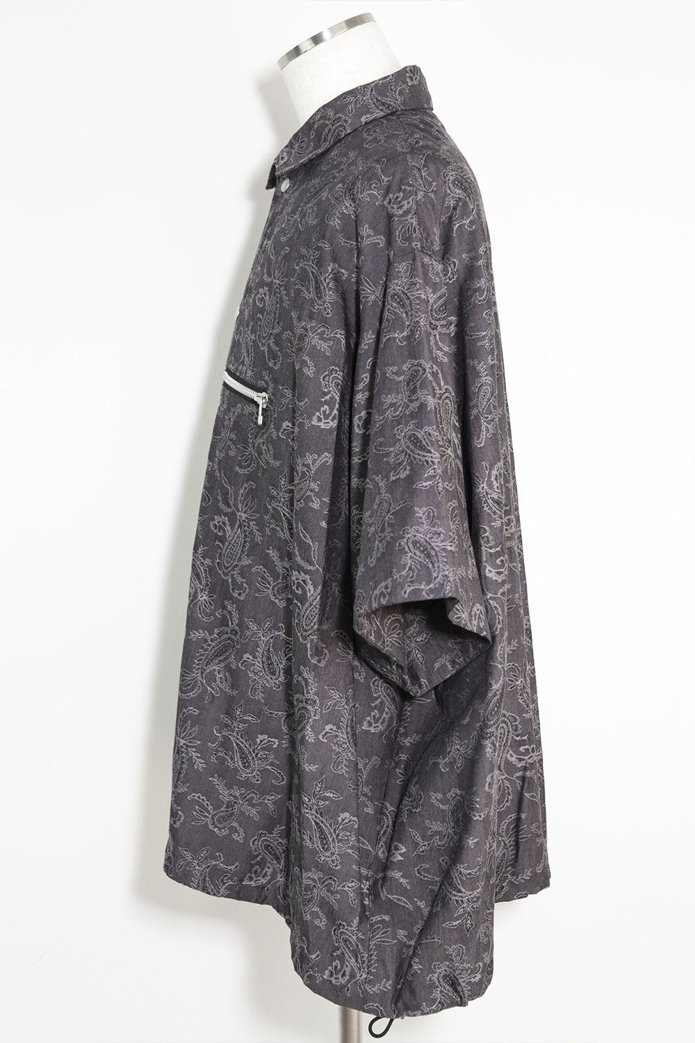 ペイズリー柄ハーフスリーブシャツ / Paisley Front Zip Harf Sleeve Shirts / ダークグレー / ag-9060-1