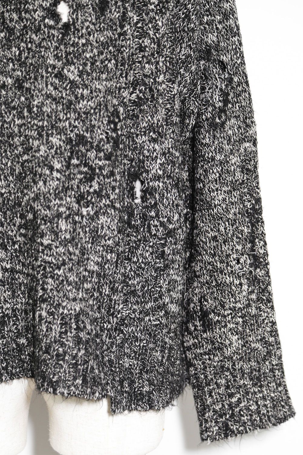 リラックスフィットダメージニット / Damage Knit Top / ブラックミックス / ag-8013