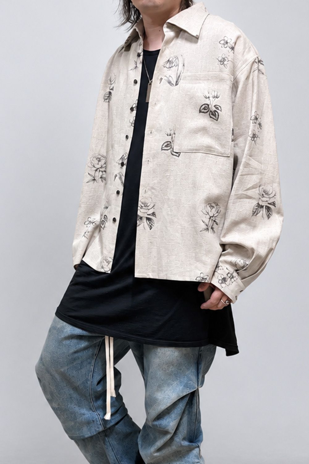 Botanical Print Oversized Shirt / エクリュ