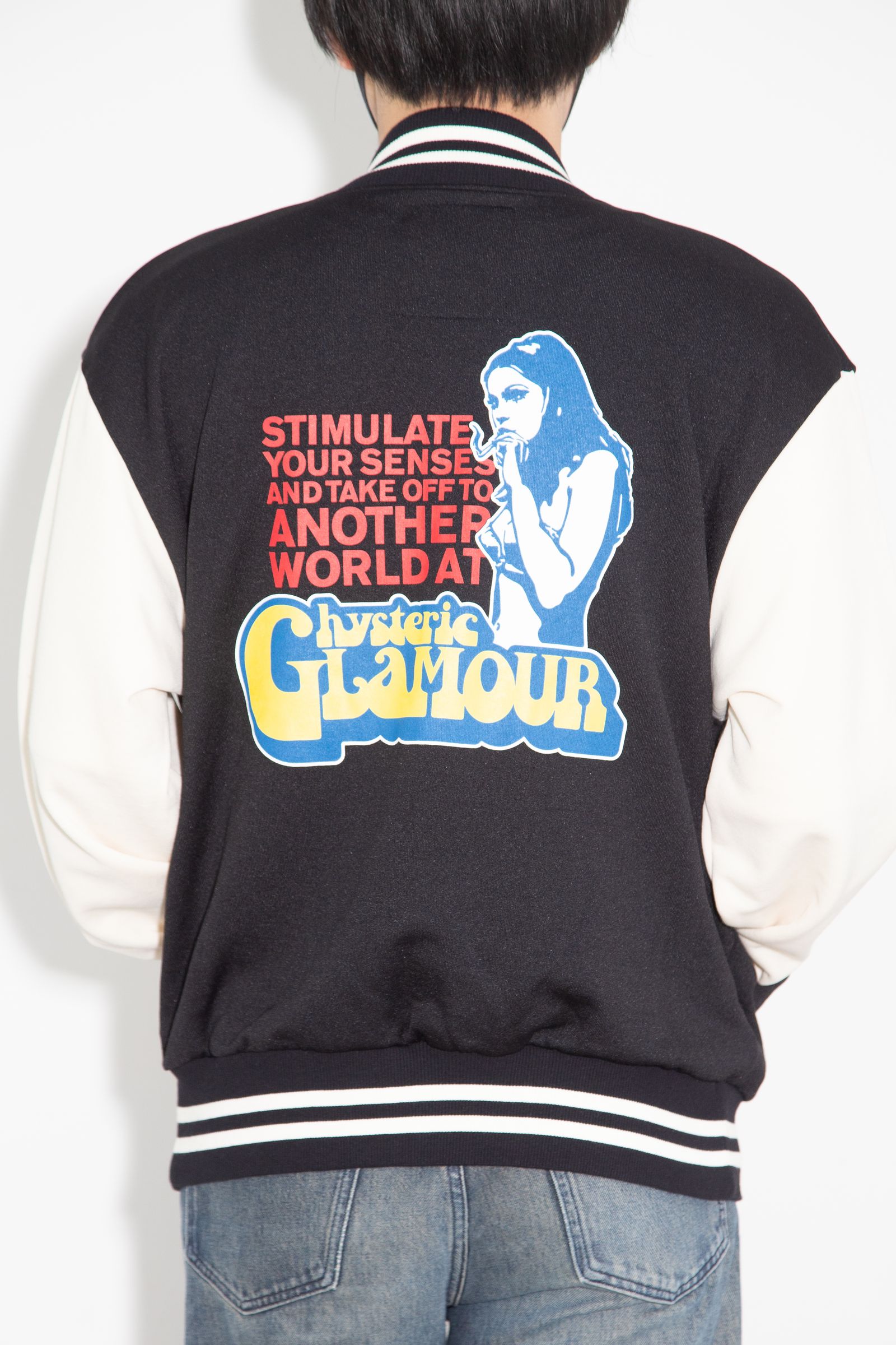 SMOKING GIRLワッペン スタジャン / ブラック