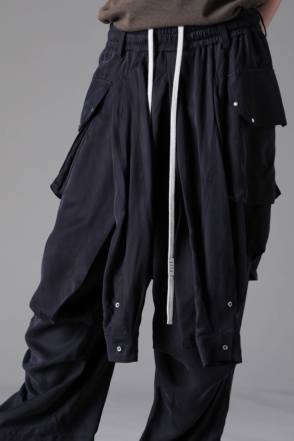 Satin Wrap Skirt Wide Pants