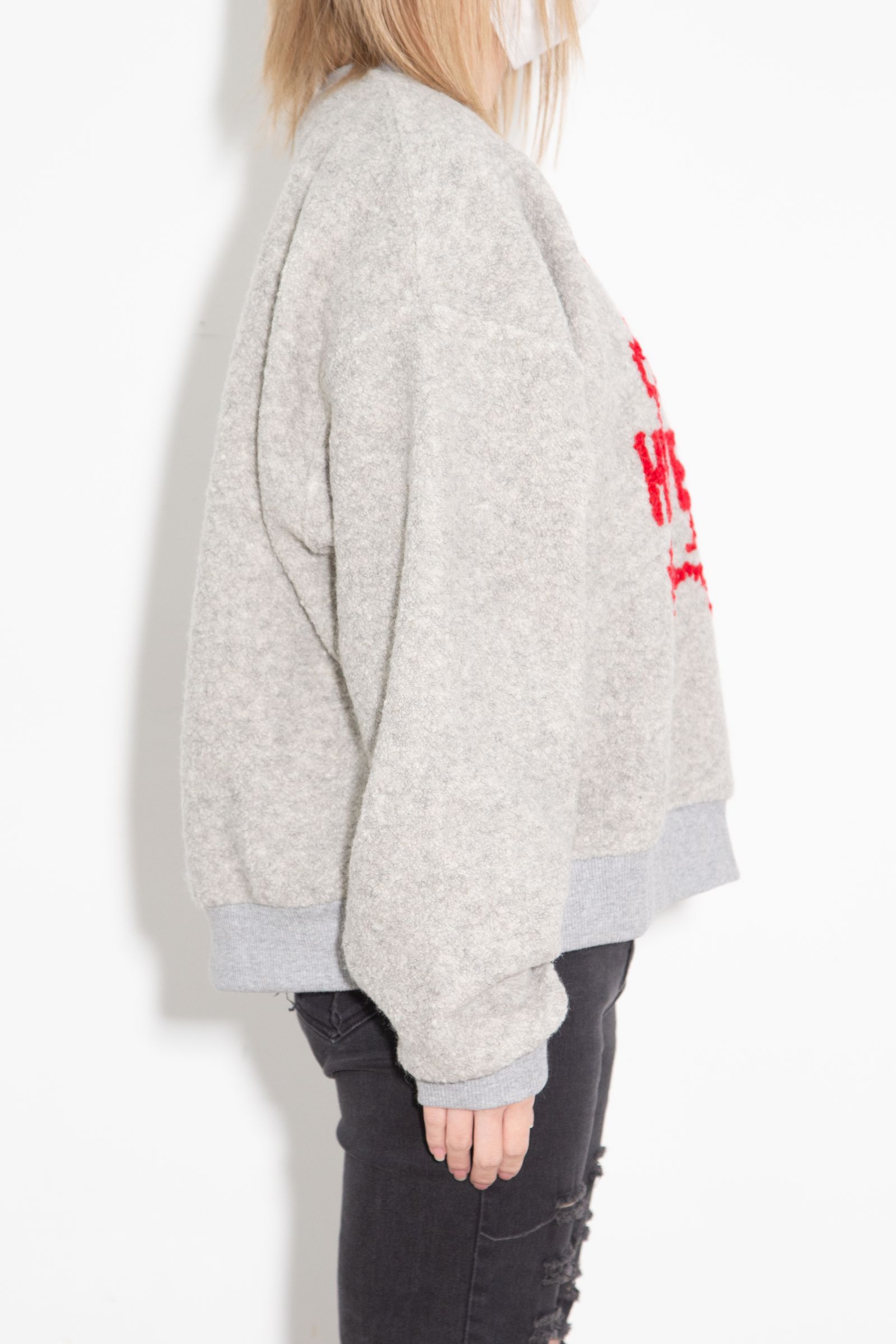 FIRE BEAR刺繍 オーバーサイズスウェット / グレー