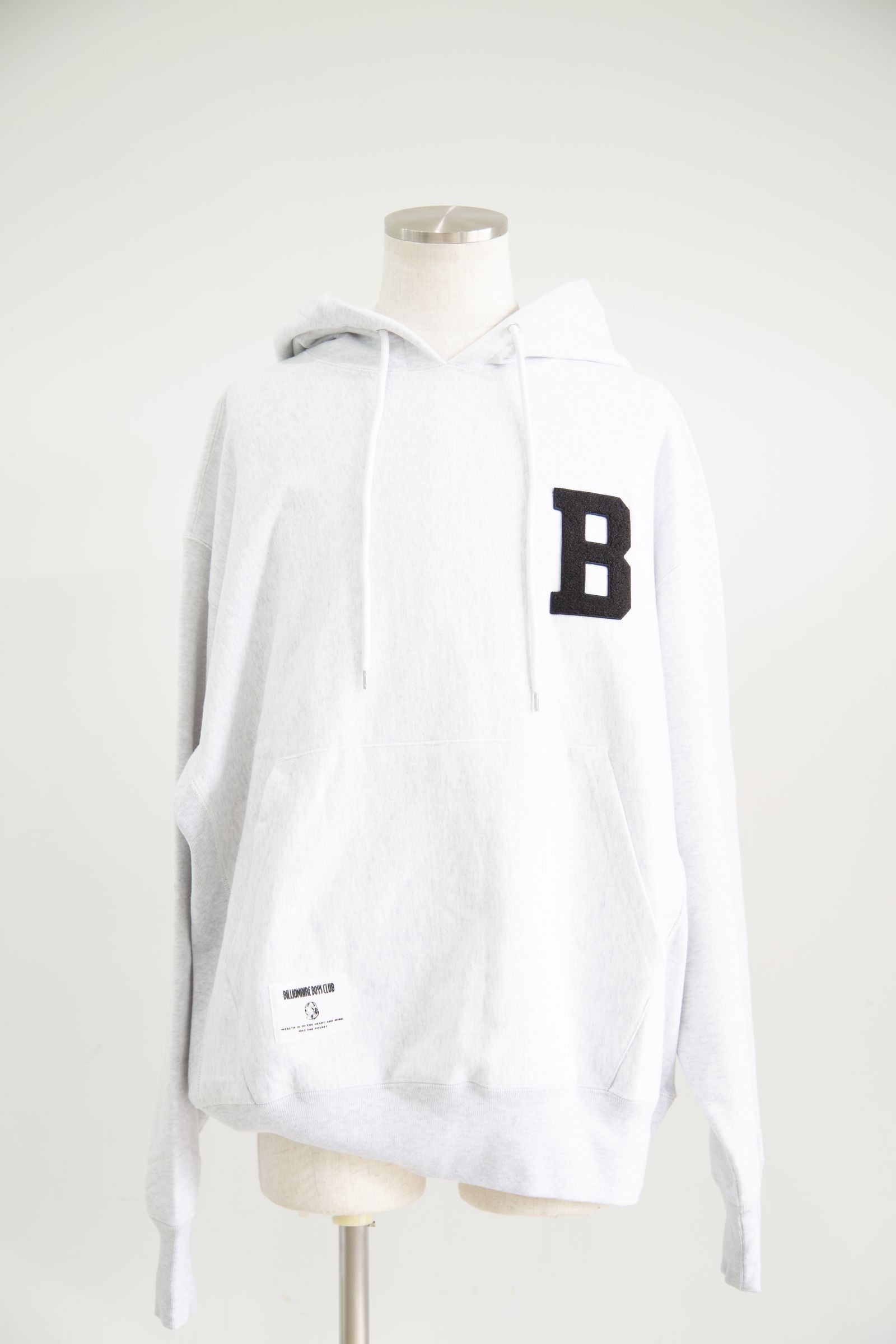 【BILLIONAIRE BOYS CLUB】 CHENILLE LOGO COTTON HOODIE / アッシュグレー