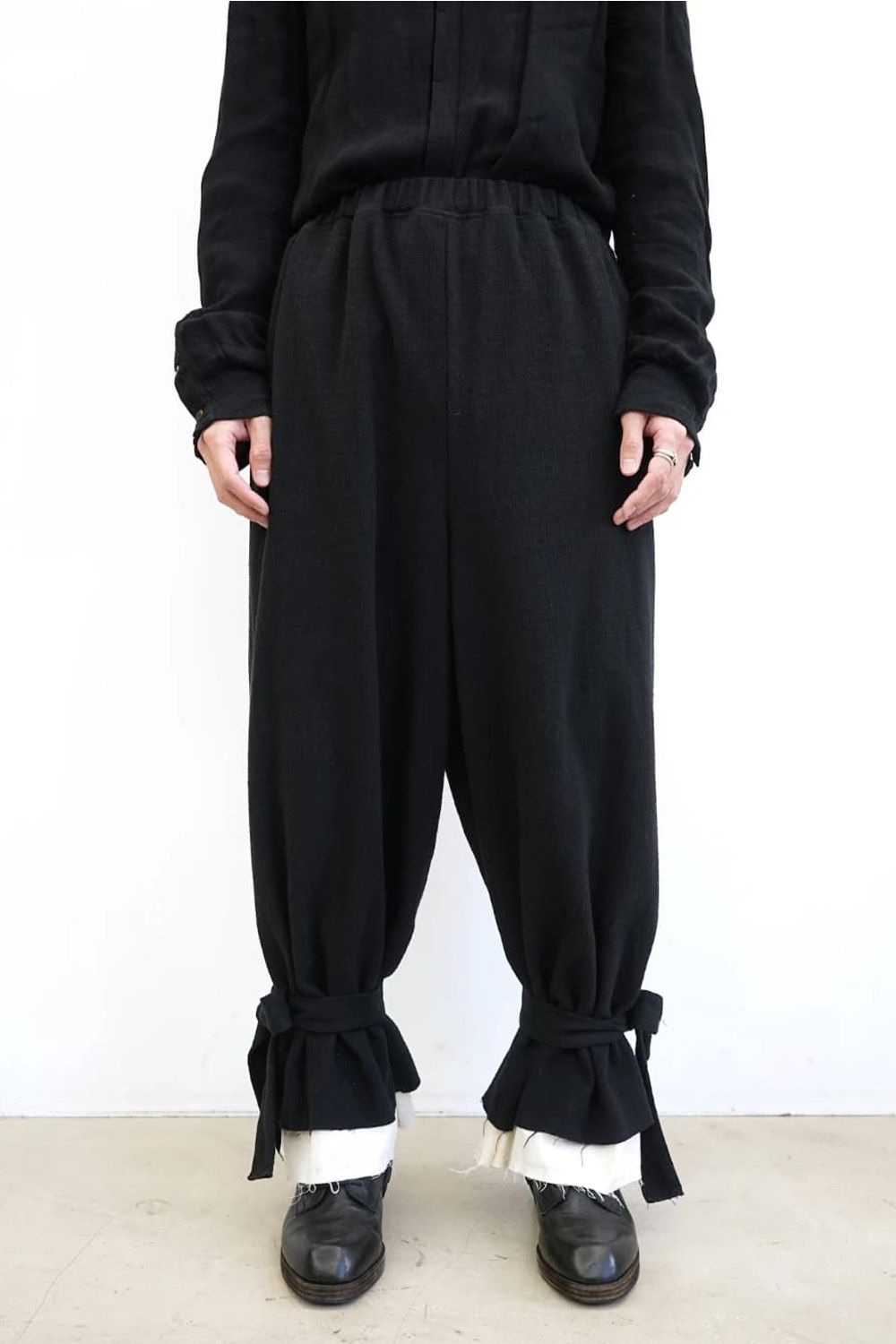 Layered Hem String Easy Pants