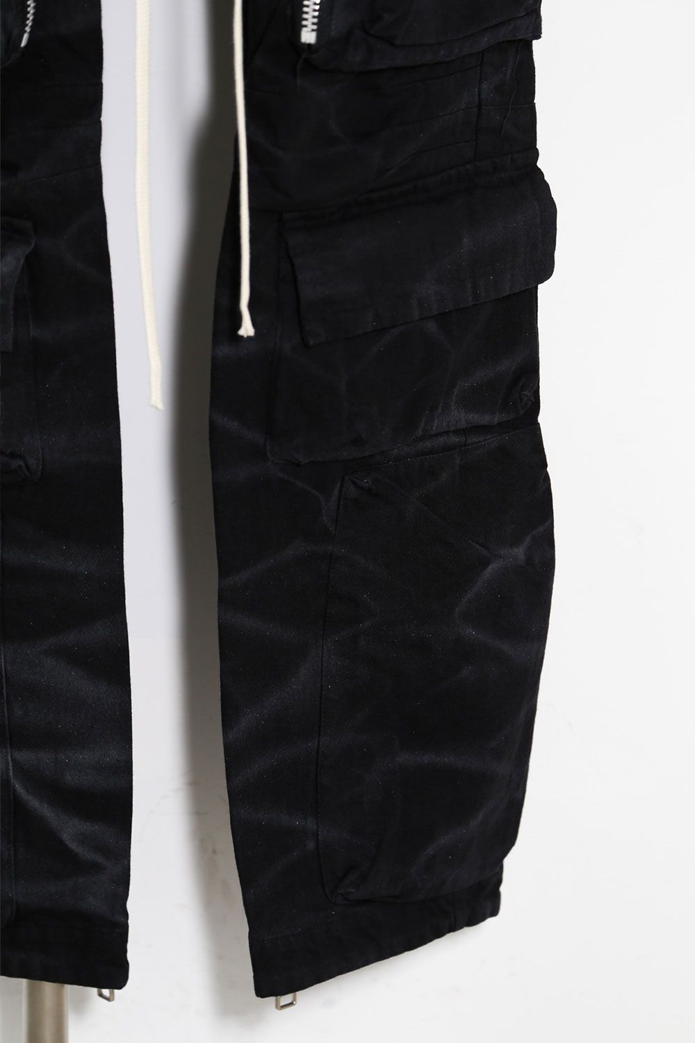 ヴィンテージ染めジップカーゴパンツ / Vintage Dyed Zip Long Pants / ブラック / ag-7036-1