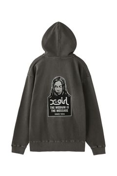 MESSAGE AND FACE FADED ZIP UP SWEAT HOODIE / ブラック