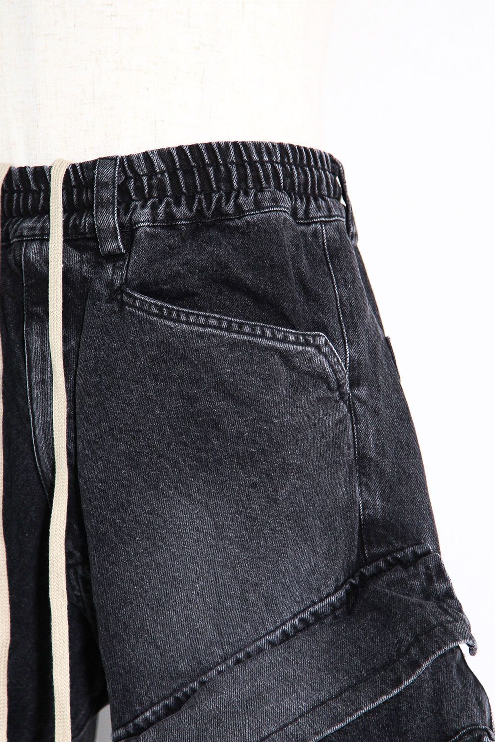 デニムカーゴタックバギーパンツ / Denim Cargo Tuck Baggy Pants / ブラック / ag-11018-3