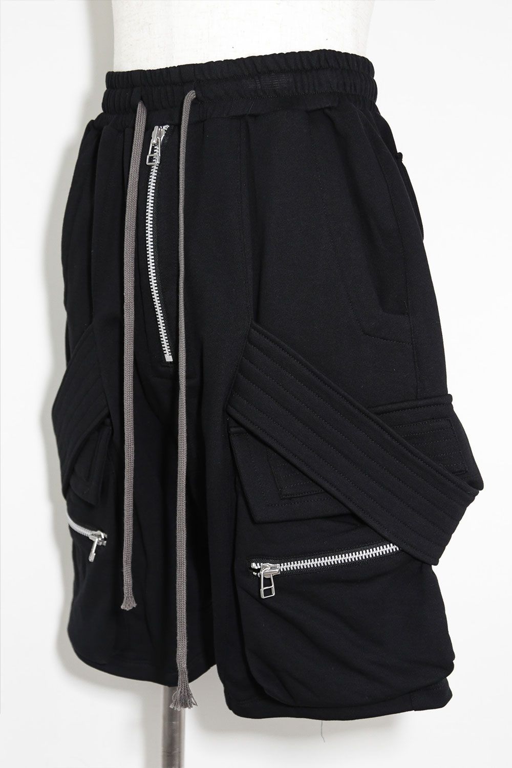 ベルトカーゴスウェットサルエルショーツ / Belt Cargo Sweat Sarouel Shorts / ブラック / ag-9046