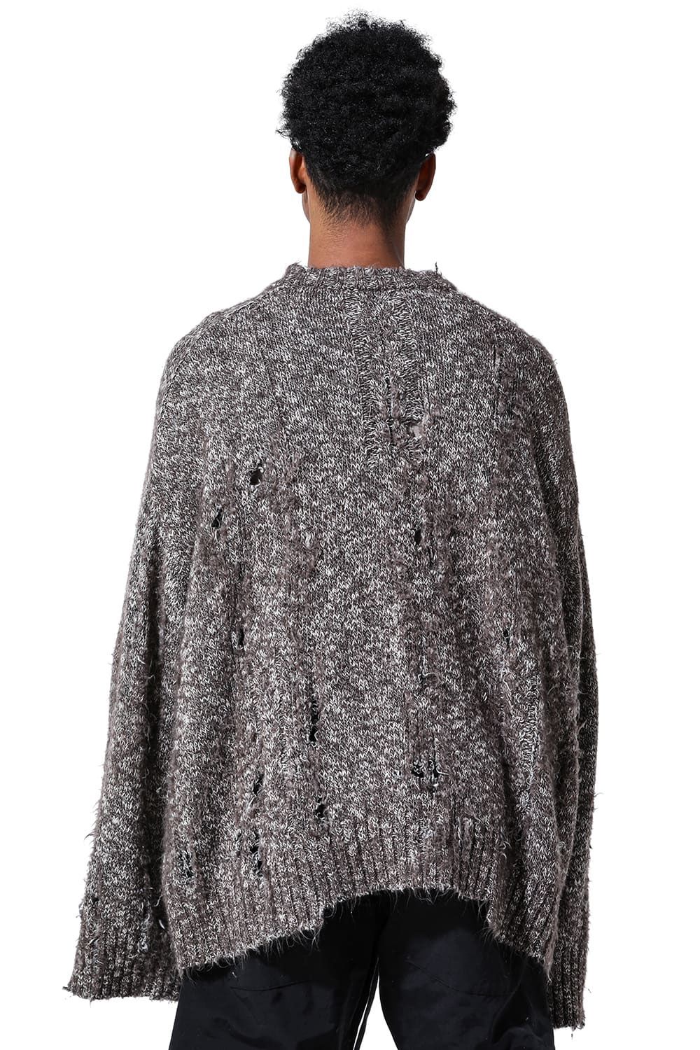 リラックスフィットダメージニット / Damage Knit Top / ブラックミックス / ag-8013