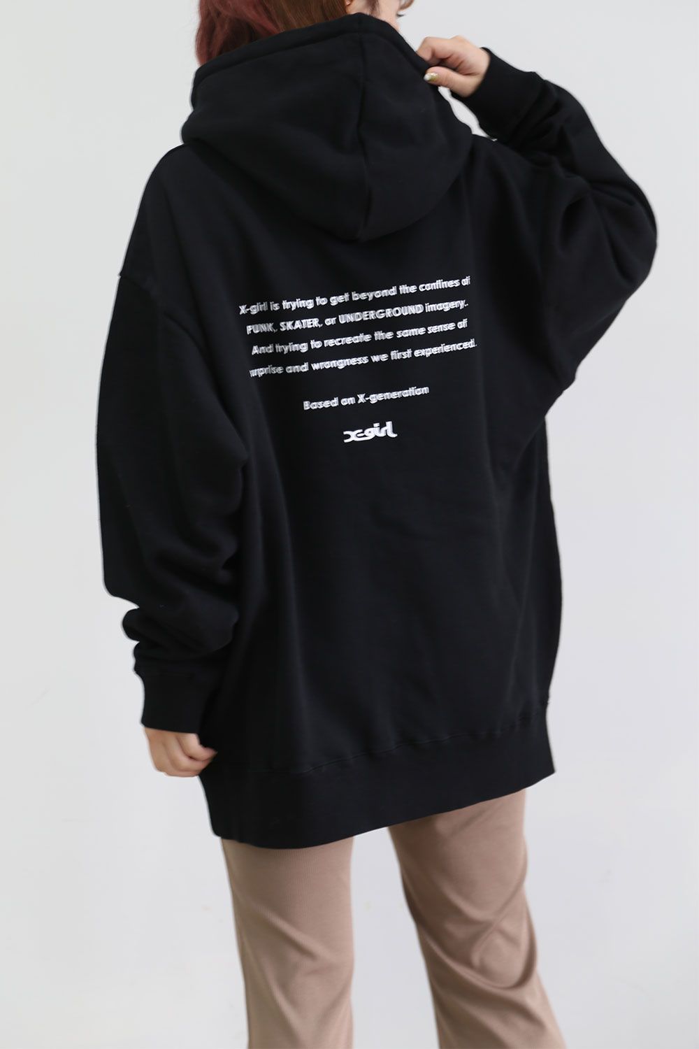 X-girl - FACE EMBROIDERY SWEAT HOODIE / アッシュ | Tempt