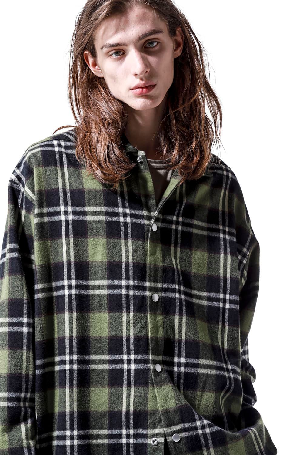 オーバーサイズチェックシャツ / OverSized Check Shirts / カーキ