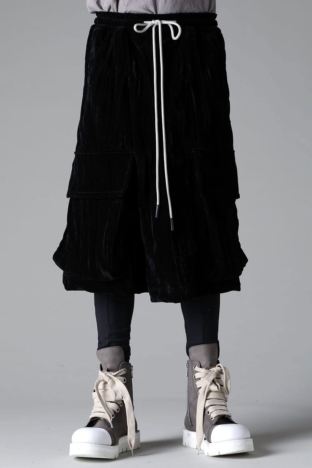 ベロアラップスカートパンツ / WRAP SKIRTS PANTS / ブラック / ag-12042