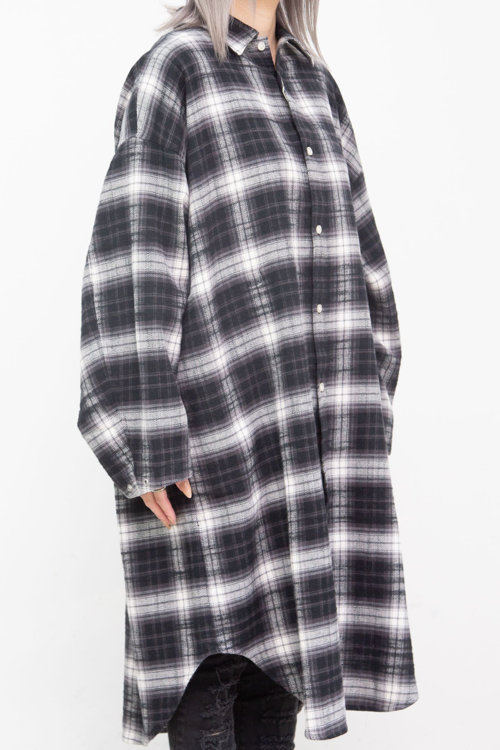 FM MONDO RADIO チェックシャツワンピース / ブラック