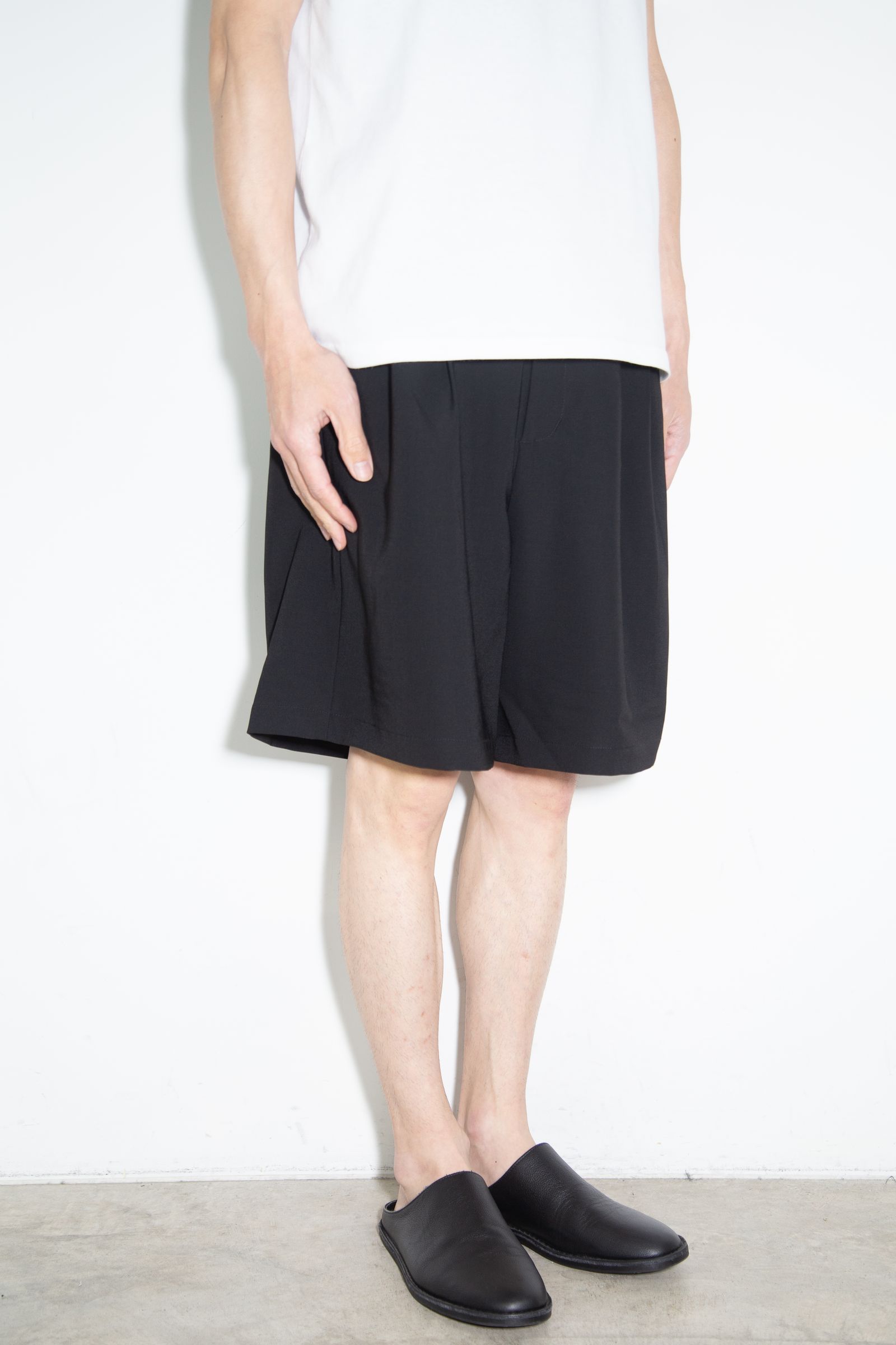 PE CONPACT TWILL BELTED SHORTS / ブラック
