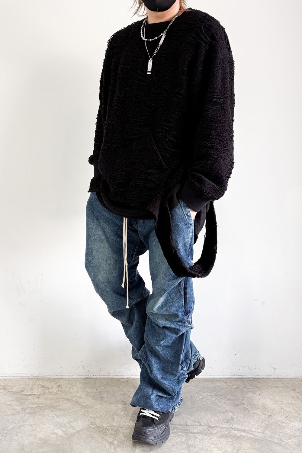 デニムタックスリムバギーパンツ / Denim Tuck Slim Baggy Pants / ブルー / ag-8060