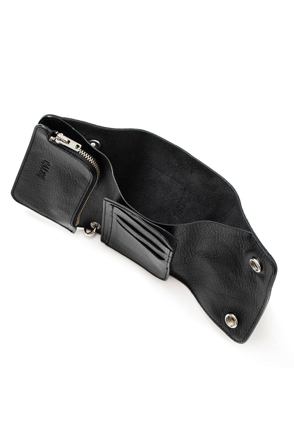 STUDS LEATHER FLAP HALF WALLET / ブラック