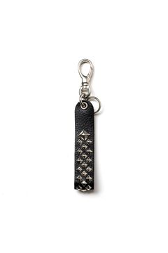 STUDS LEATHER FLAT KEY RING / ブラック