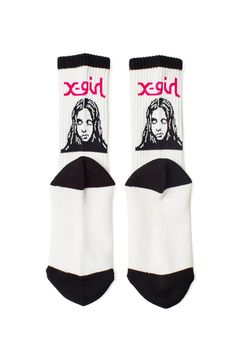FACE JACQUARD RIBBED SOCKS -