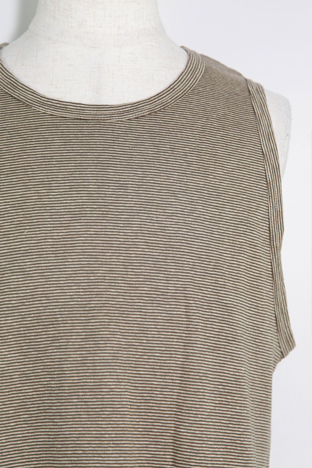 ストライプロングタンクトップ / Stripes Long Tank Top / グレー×アイボリー