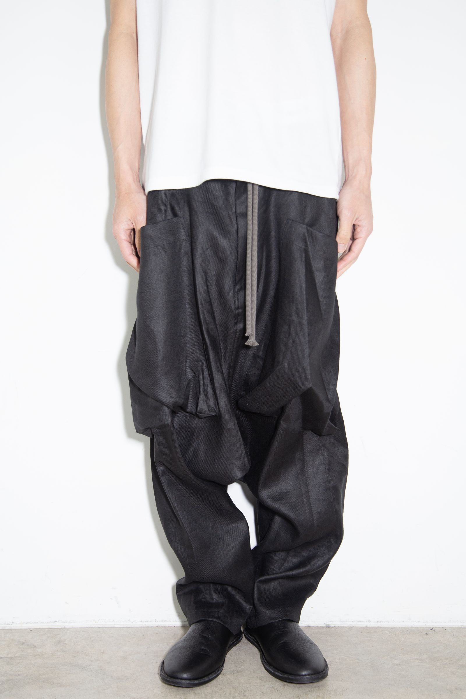 ヘリンボーンサルエルワイドパンツ / Heringbone Sarouel Wide Pants / ブラック / ag-9033