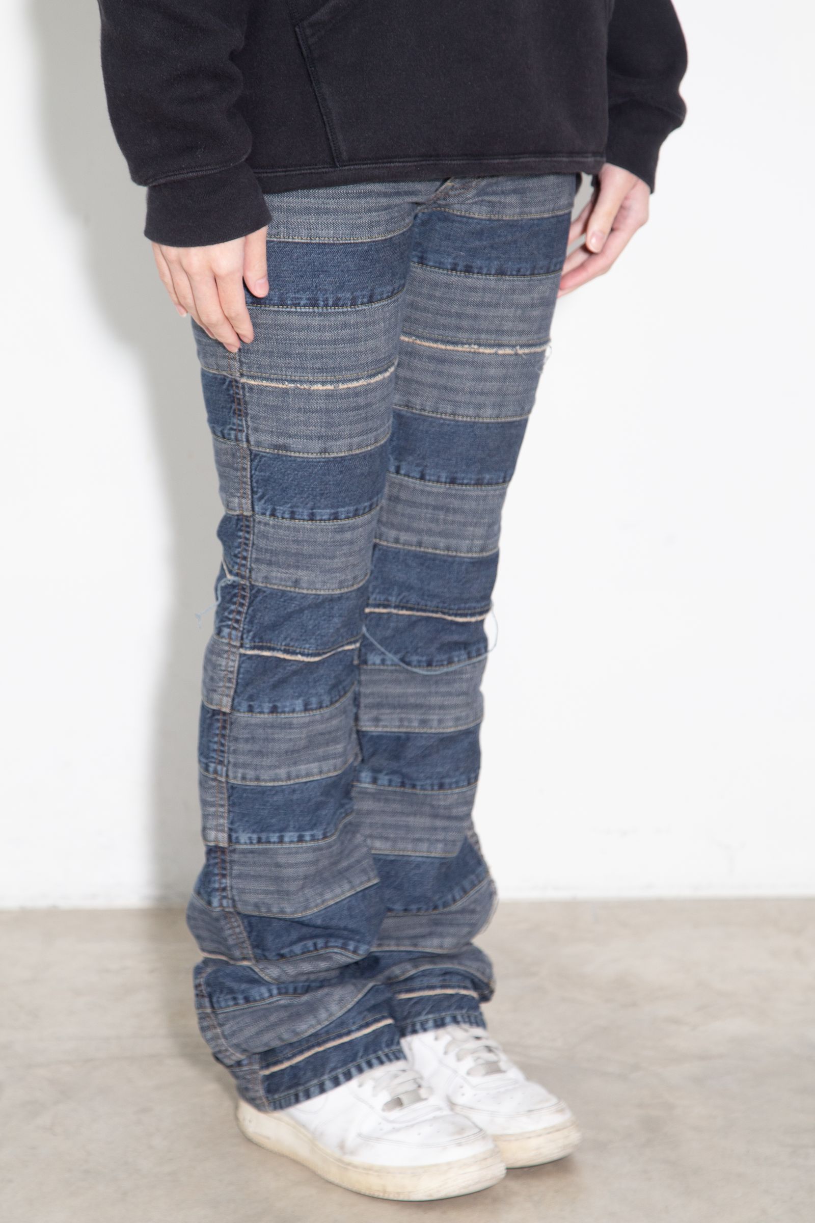 スクラッチフレアデニムパンツ / ライトインディゴ