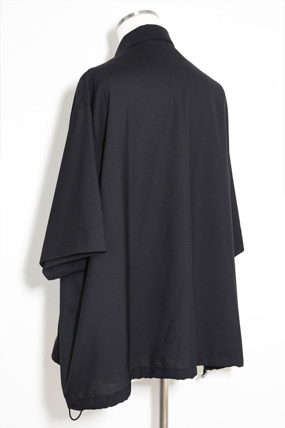 サマーウールハーフスリーブシャツ / Summer Wool Front Zip Harf Sleeve Shirts / ブラック / ag-9060-2