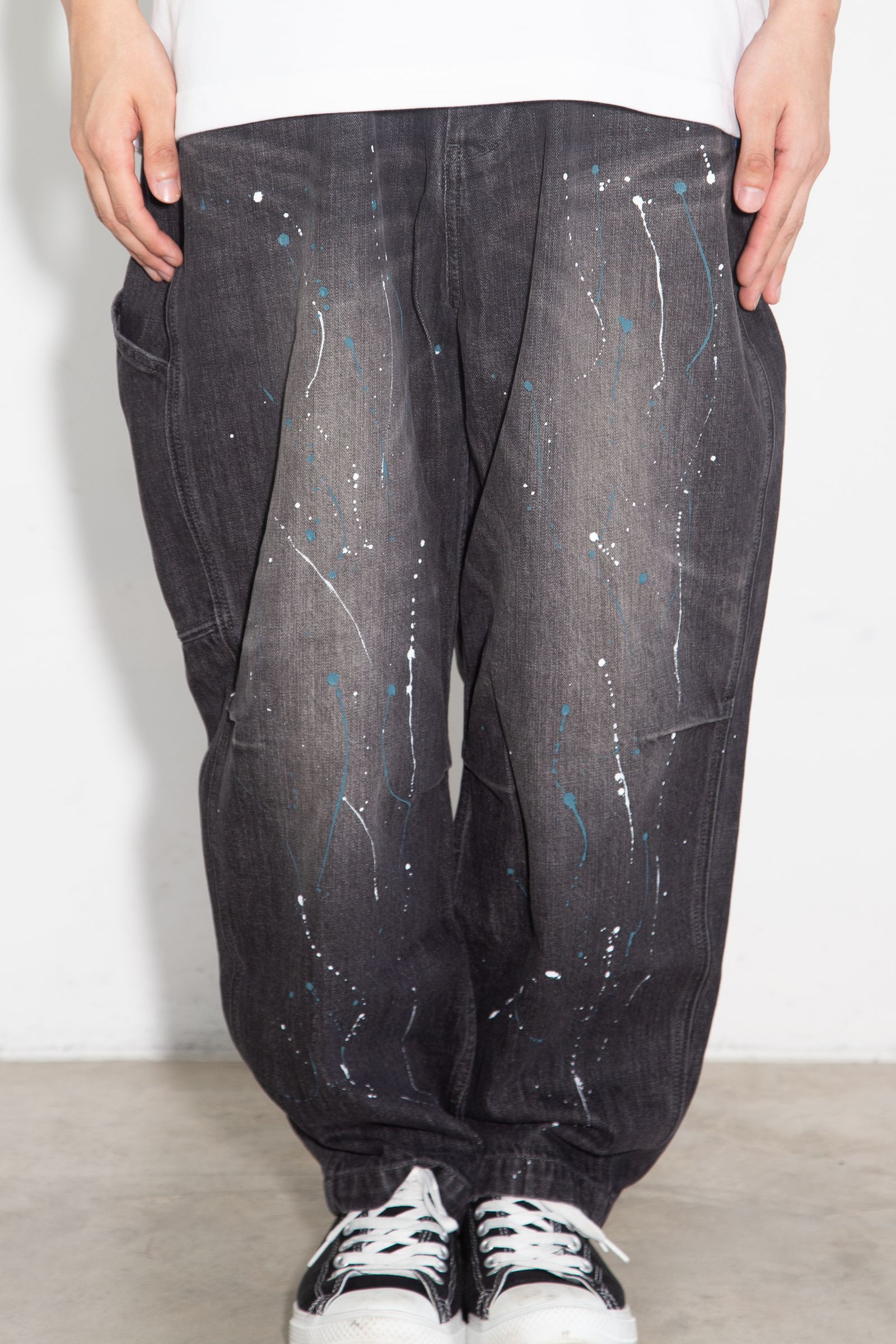 DENIM SARROUEL PANTS / ブラック