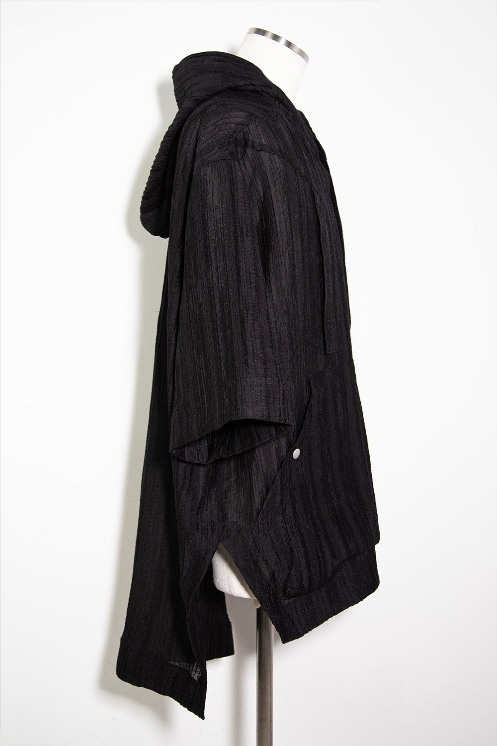 シアー楊柳シャツフーディー / Sheer Yo-Ryu Hoodie Shirts / ブラック / ag-11067