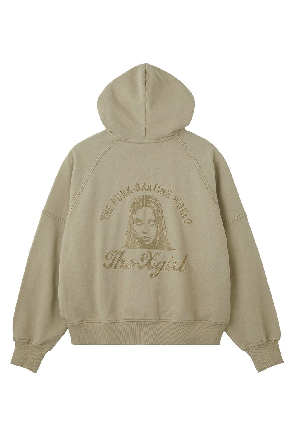 ［ラスト1点 サイズM］ARCH LOGO AND FACE HOODED SWEAT JACKET /  ベージュ