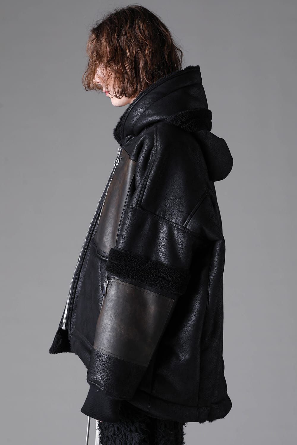 Faux Shearling Hoodie Blouson