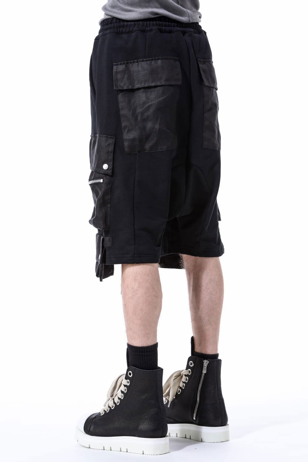 リネンコンビスウェットショーツ / Linen Combi Sweat Shorts / ブラック / ag-11035